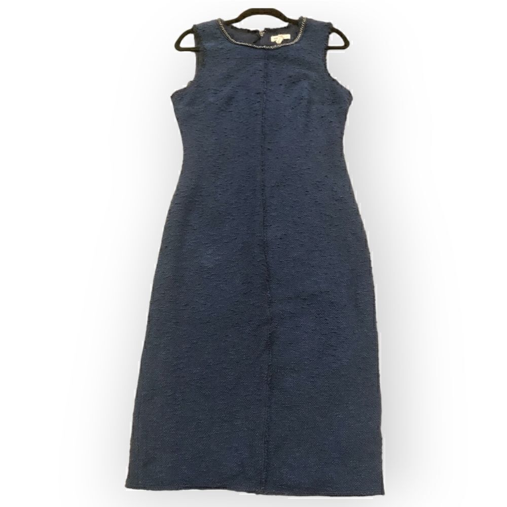 REBECCA TAYLOR Chambray Sleeveless Dress Chain Neckline Women’s Size 10 Blue